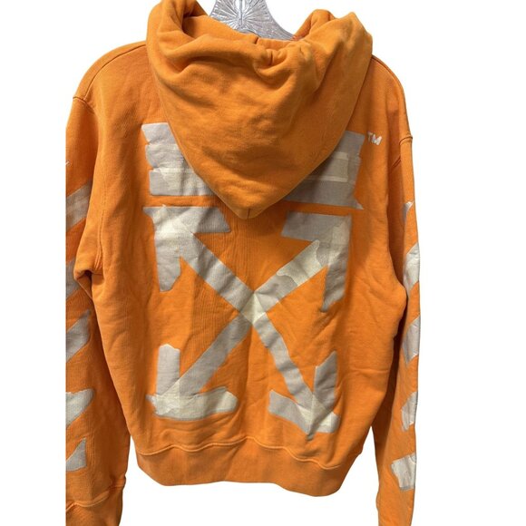 Off-White Virgil Abloh Orange Graphic Hoodie With Arrows & Logo Design - Picture 4 of 12